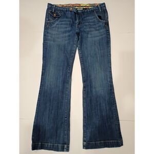 VIGOSS Jeans Womens 13 Blue Denim Bootcut Whiskering Flap Pockets Stretch